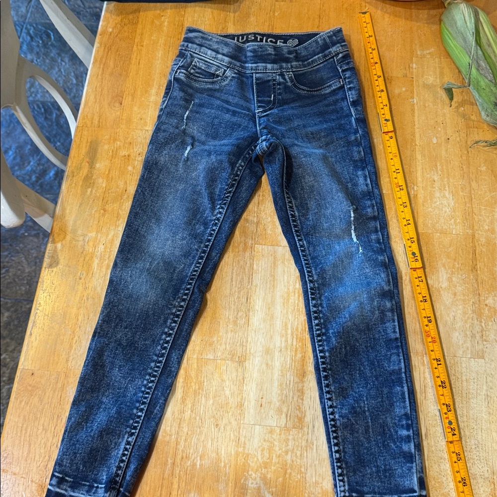 Justice Blue Distressed girls Jeans size 7 slim